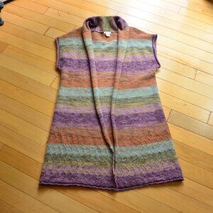 Sundance Women’s Rainbow Striped Longline Wool Cardigan Vest Size Medium M